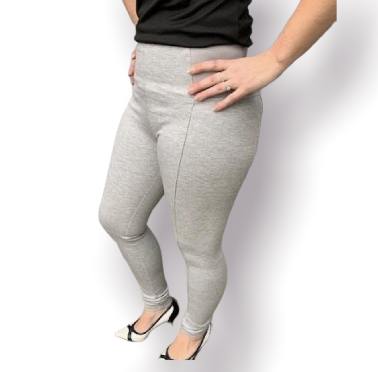 Daysie - Grå leggings med bred elastik BUKSER & SHORTS - Znoopy.dk