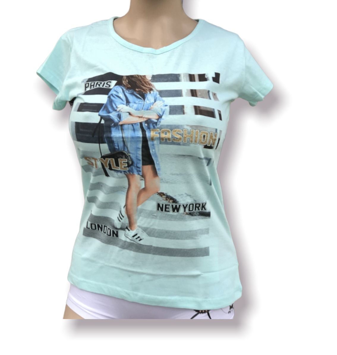 T-Shirt 'Fashion Style' - Turkis - T-SHIRTS - Znoopy.dk